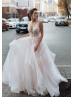 Beaded Ivory Lace Tulle Cross Back Sexy Wedding Dress Beaded Ivory Lace Tulle Cross Back Sexy Wedding Dress